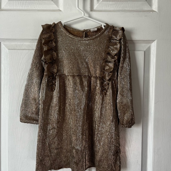 Metallic Gold Kids Dress - Picture 1 of 2